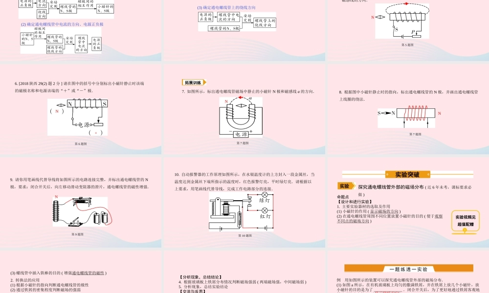中考物理一轮复习 基础考点一遍过 第十六章 电磁转换 命题点2 电流的磁场 安培定则课件
