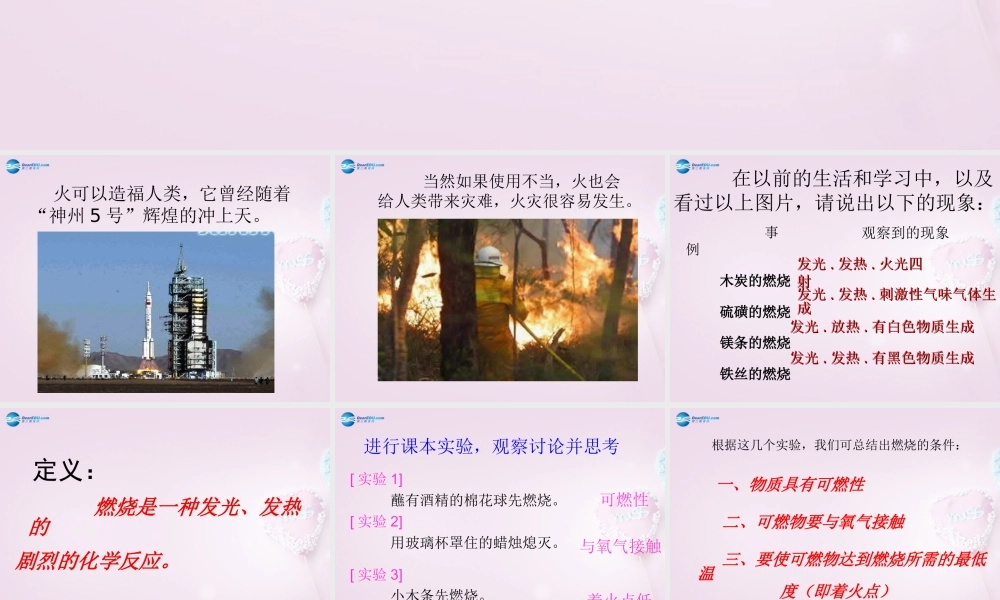 九年级化学全册 第四章 第一节 燃烧与灭火课件 (新版)沪教版 课件