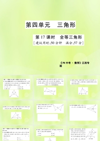 中考数学总复习 第四单元 三角形 第17课时 全等三角形(高效集训本)课件