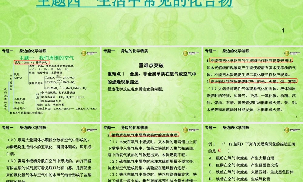 (湖南专用)中考化学总复习 第二部分 专题一 身边的化学物质课件(考点清单+13年中考试题) 课件-2