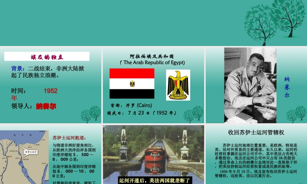 九年级历史下册 第12课(亚非拉的奋起)埃及的独立课件 新人教版 010633