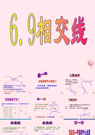 七年级数学上册 第6章 图形的初步知识 6.9 直线的相交课件(新版)浙教版 课件