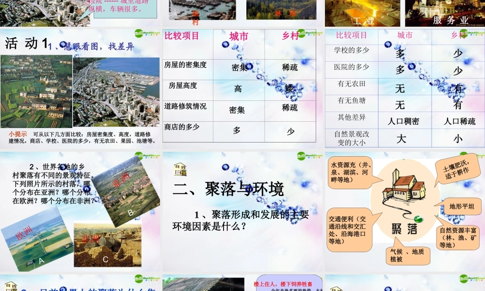 七年级地理上册 第三节人类的居住地—聚落课件 人教新课标版 课件