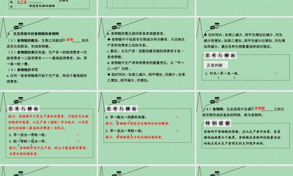 中考生物 第一部分 教材知识梳理 第7单元 第19 复习课件 苏教版 课件