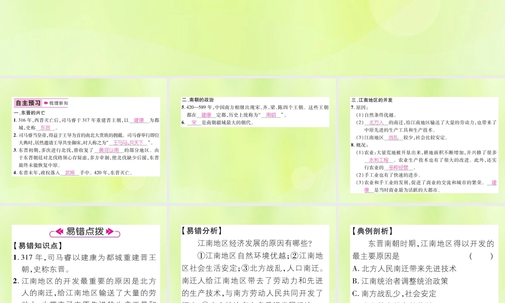 七年级历史上册 第4单元 三国两晋南北朝时期：政权分立与民族交融 第18课 东晋南朝时期江南地区的开发课件 新人教版 课件