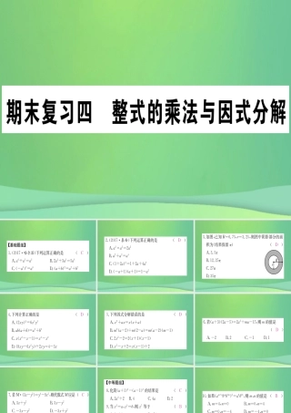 (江西专用)八年级数学上册 期末复习四 整式的乘法与因式分解作业课件 (新版)新人教版 课件