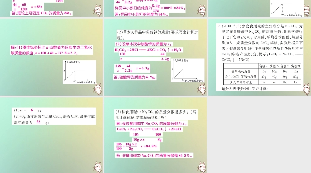 九年级化学上册 小专题10 化学反应中的相关计算课件 (新版)新人教版 课件