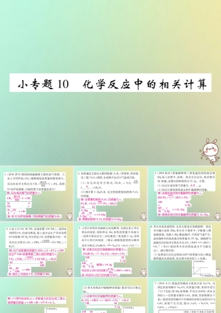 九年级化学上册 小专题10 化学反应中的相关计算课件 (新版)新人教版 课件