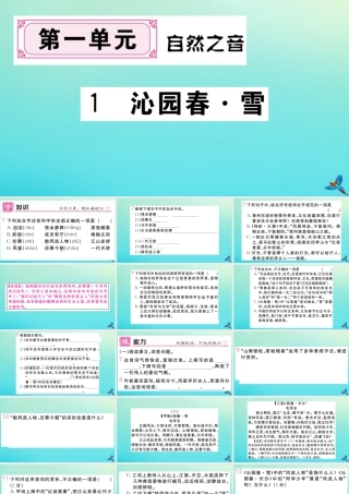 (黄冈专版)九年级语文上册 第一单元 1 沁园春 雪作业课件 新人教版 课件
