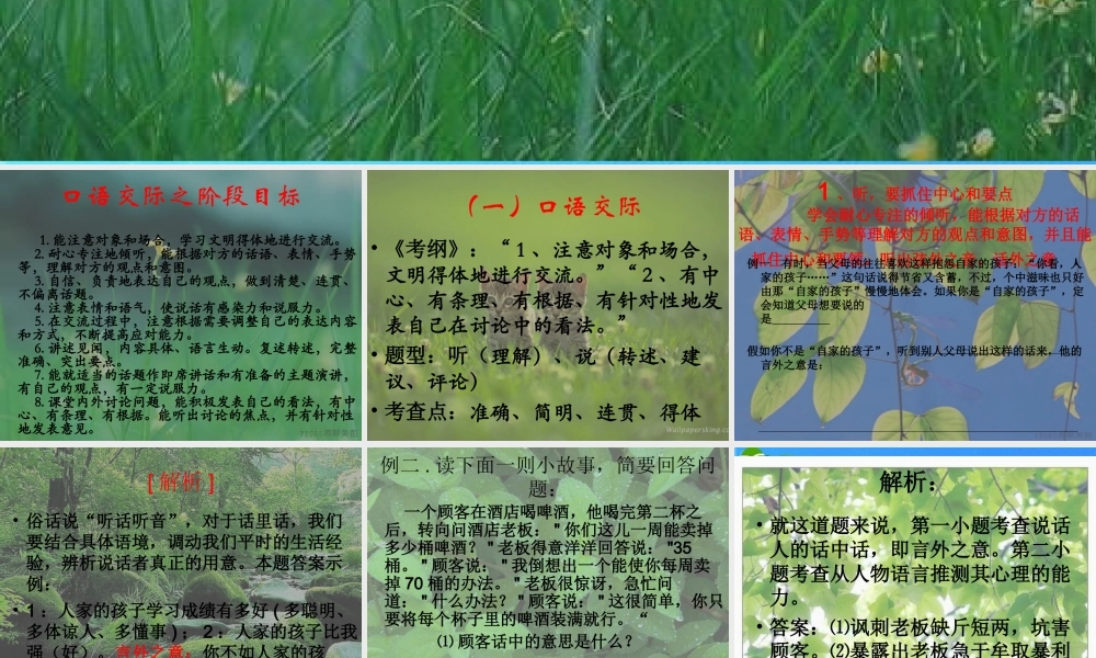 中考语文 复习(口语交际与综合探究)课件