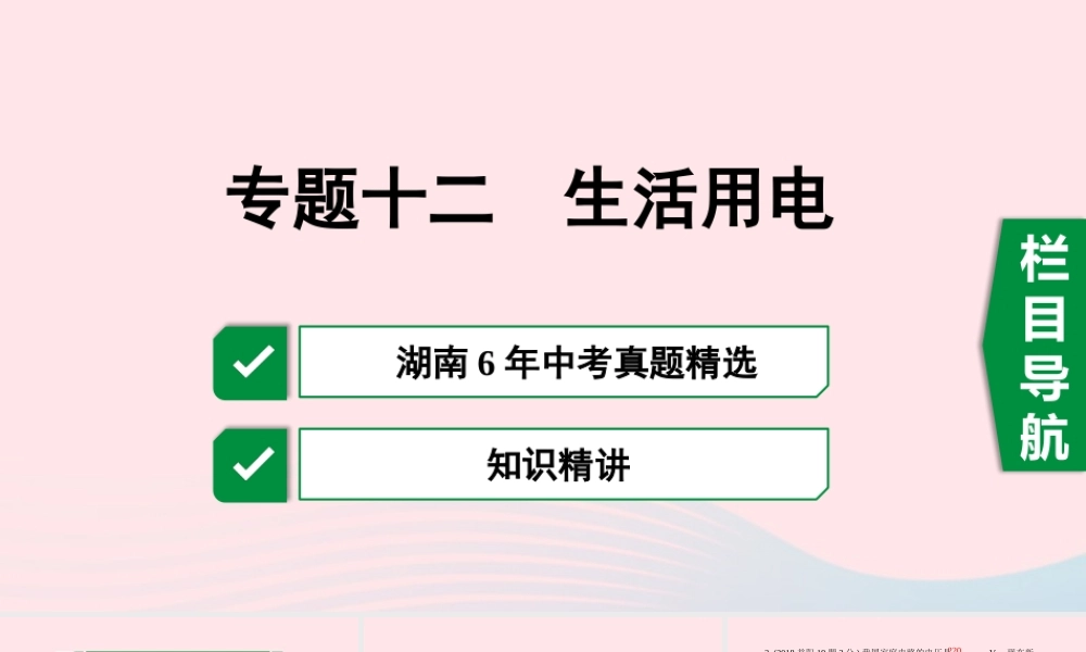 中考物理一轮复习 专题十二 生活用电课件