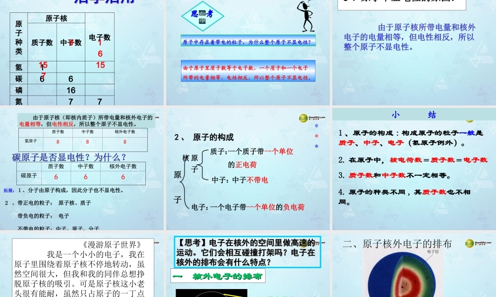 九年级化学上册 第3单元 课题2 原子的构成课件 新人教版 课件