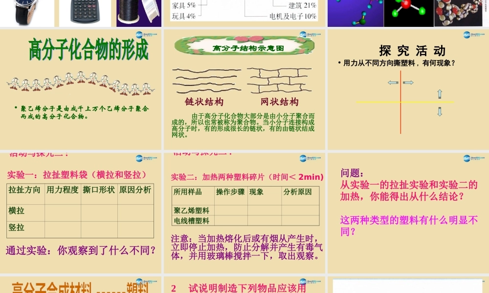 九年级化学下册 第9章 第2节 化学合成材料参考课件 (新版)粤教版 课件