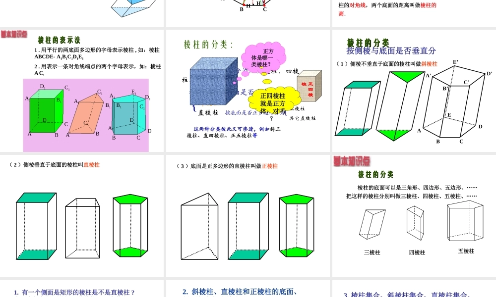 9.7(1)棱柱概念 高二立体几何棱柱课件大全一(全是ppt) 高二立体几何棱柱课件大全一(全是ppt)