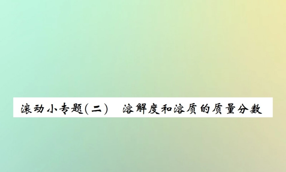 九年级化学下册 第九单元 溶液 滚动小专题(二)溶解度和溶质的质量分数习题课件 (新版)新人教版 课件