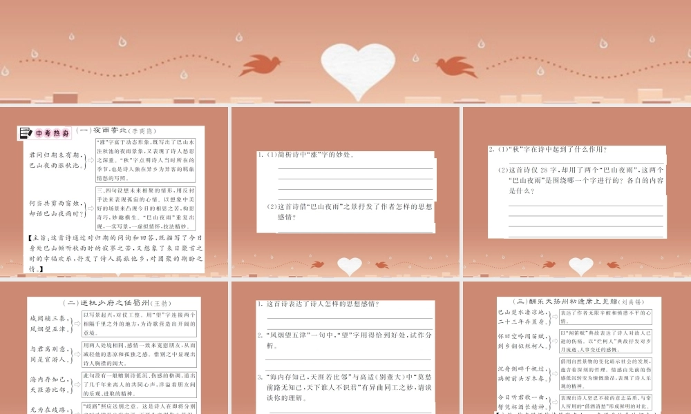 中考语文 专题二 诗词赏析课件 语文版 课件