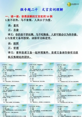 (浙江专用)高考语文二轮复习 考前三个月 第二部分  第六章  微专题二十 文言实词理解配套课件