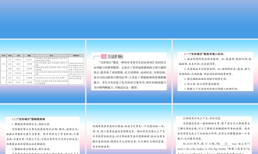 中考英语总复习 第三部分 中考题型实战篇 2 完形填空习题课件