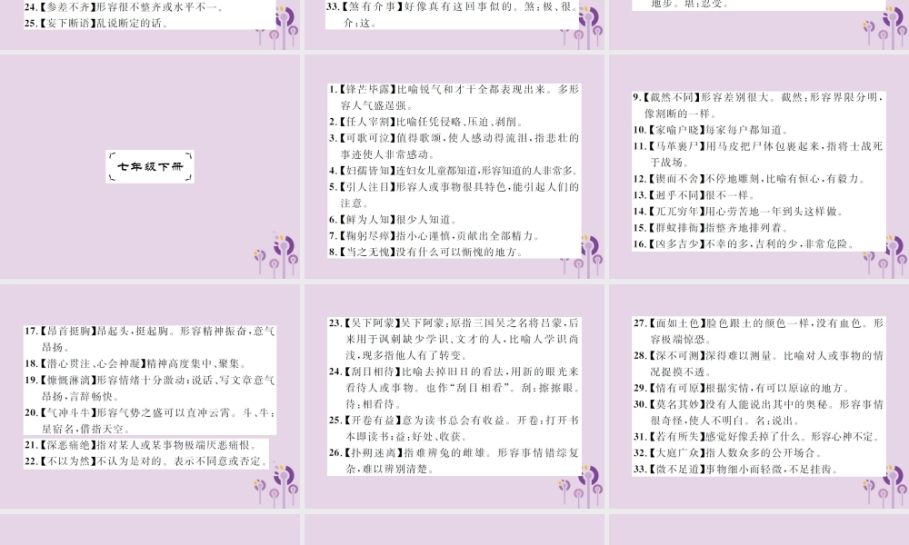 (通用)中考语文总复习 知识清单二 词语(成语)课件