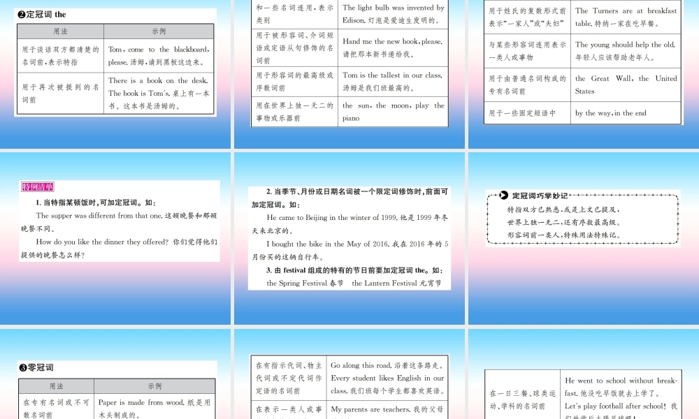 中考英语总复习 第二部分 语法专项突破篇 1基础语法(二)冠词习题课件