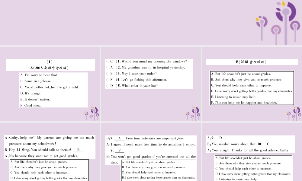 (贵阳专版)中考英语复习 第3部分 中考题型攻略篇 题型3 情景交际(精炼)课件