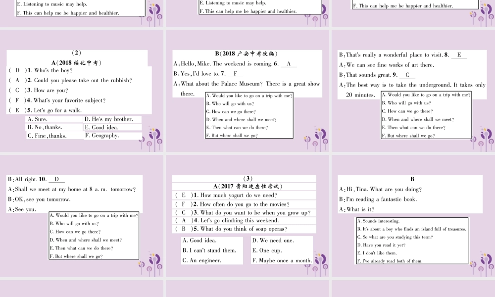 (贵阳专版)中考英语复习 第3部分 中考题型攻略篇 题型3 情景交际(精炼)课件