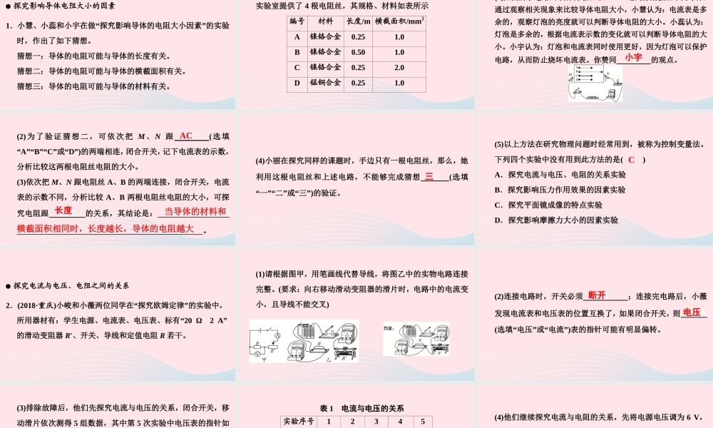 中考物理二轮复习 第2板块 专题训练 专题2 重点实验 五 电磁学重点实验课件