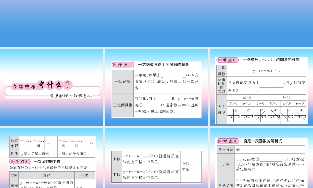 (课标版通用)中考数学一轮复习 第3章 函数及其图像 第10节 第1课时习题课件