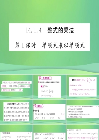 (江西专用)八年级数学上册 第14章 整式的乘法与因式分解 14.1 整式的乘法 14.1.4 整式的乘法 第1课时 单项式乘以单项式作业课件 (新版)新人教版 课件