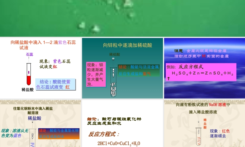 九年级化学下册 酸性质的实验探究课件