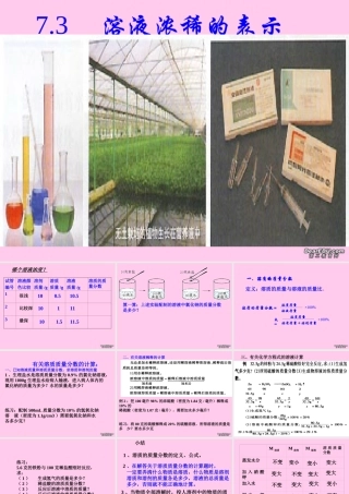 九年级化学溶液浓稀的表示课件 粤教版 课件