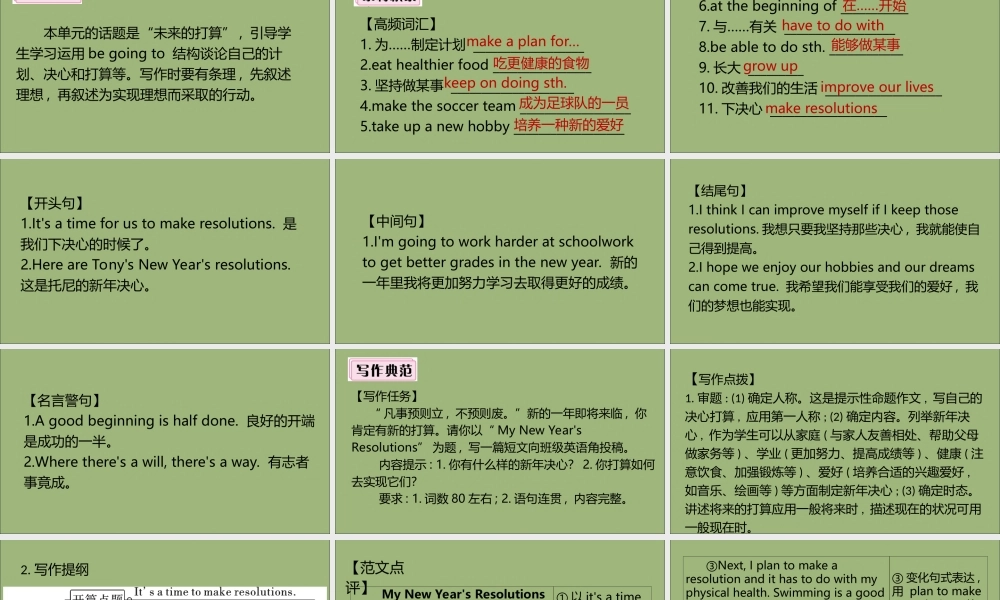 (江西专版)八年级英语上册 Unit 6 I m going to study computer science单元写作专项作业课件 (新版)人教新目标版 课件