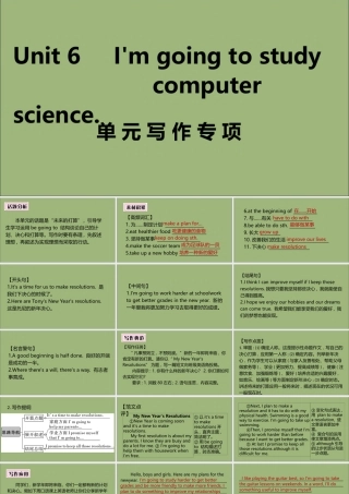 (江西专版)八年级英语上册 Unit 6 I m going to study computer science单元写作专项作业课件 (新版)人教新目标版 课件