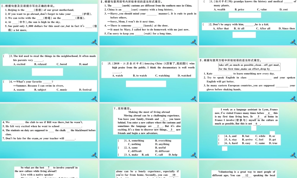 (江西专版)九年级英语全册 Unit 10 You re supposed to shake hands(第2课时)习题课件 (新版)人教新目标版 课件