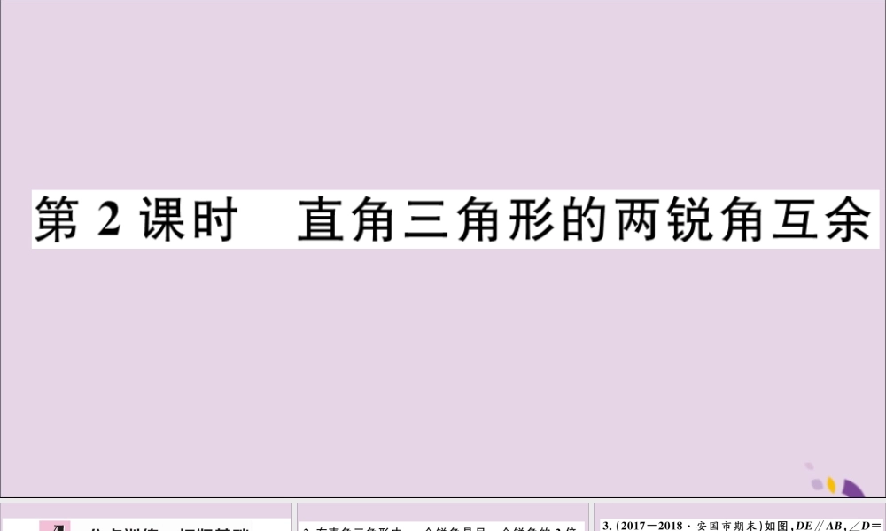 (河北专版)八年级数学上册 11.2 与三角形有关的角 11.2.1 第2课时 直角三角形的两锐角互余习题课件 (新版)新人教版 课件