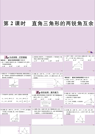 (河北专版)八年级数学上册 11.2 与三角形有关的角 11.2.1 第2课时 直角三角形的两锐角互余习题课件 (新版)新人教版 课件