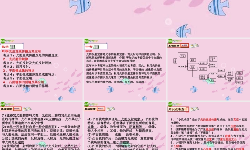 中考物理 (光的反射)复习课件 人教新课标版 课件