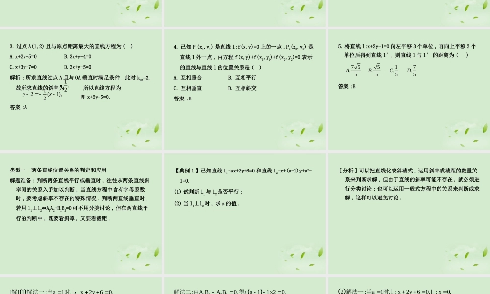 (走向清华北大)高考总复习 两直线的位置关系课件