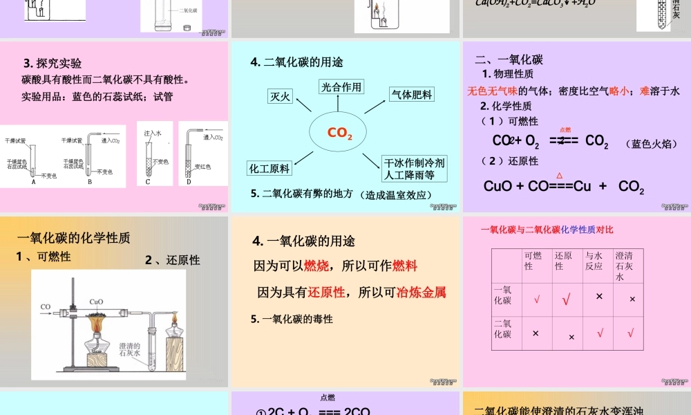 九年级化学第六单元碳和碳的氧化物复习课件