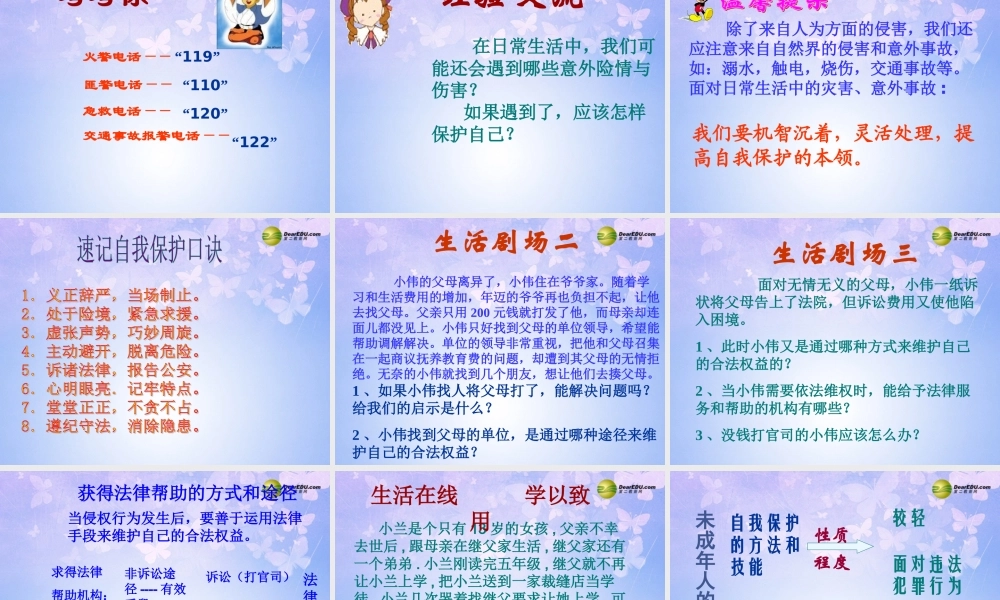 七年级政治下册 未成年人的自我保护课件 鲁教版 课件