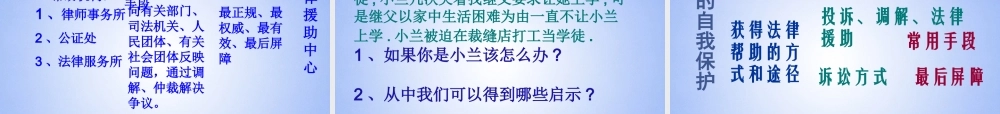 七年级政治下册 未成年人的自我保护课件 鲁教版 课件