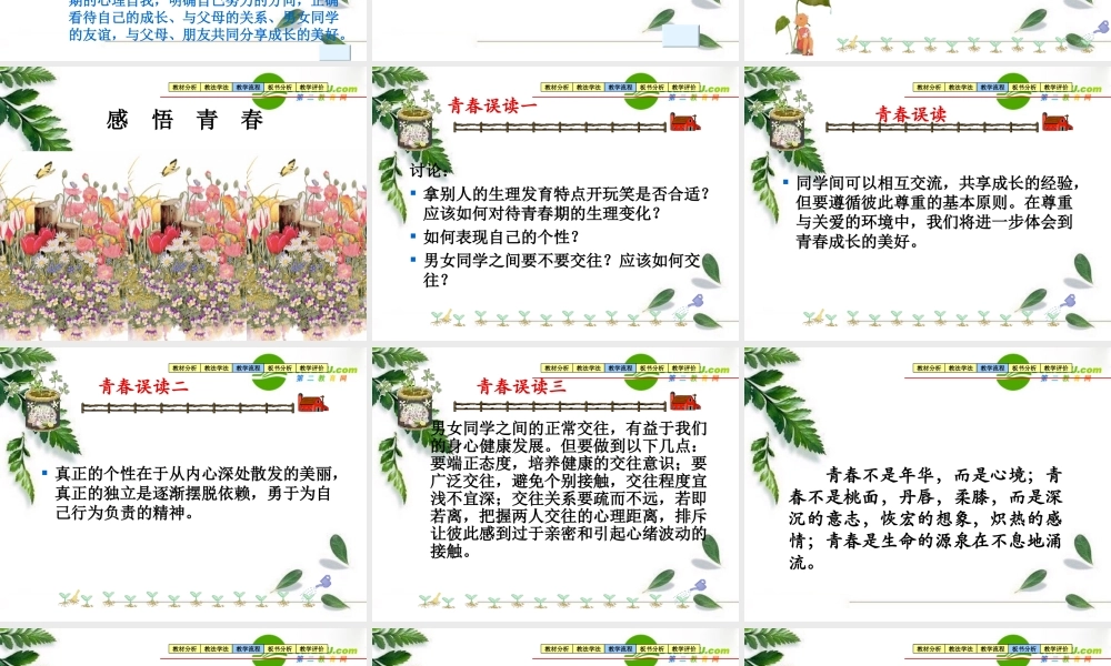 七年级政治上册感悟青春课件人教版 课件