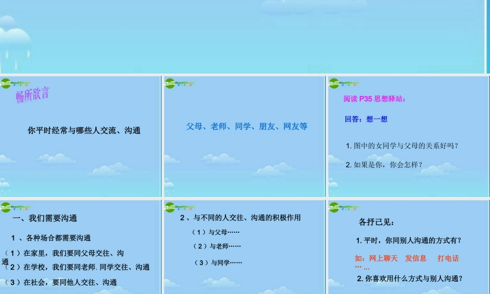 七年级政治下册 学会沟通课件 北师大版 课件