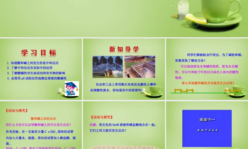 九年级化学下册 第10单元 课题2 酸和碱的中和反应课件 (新版)新人教版 课件