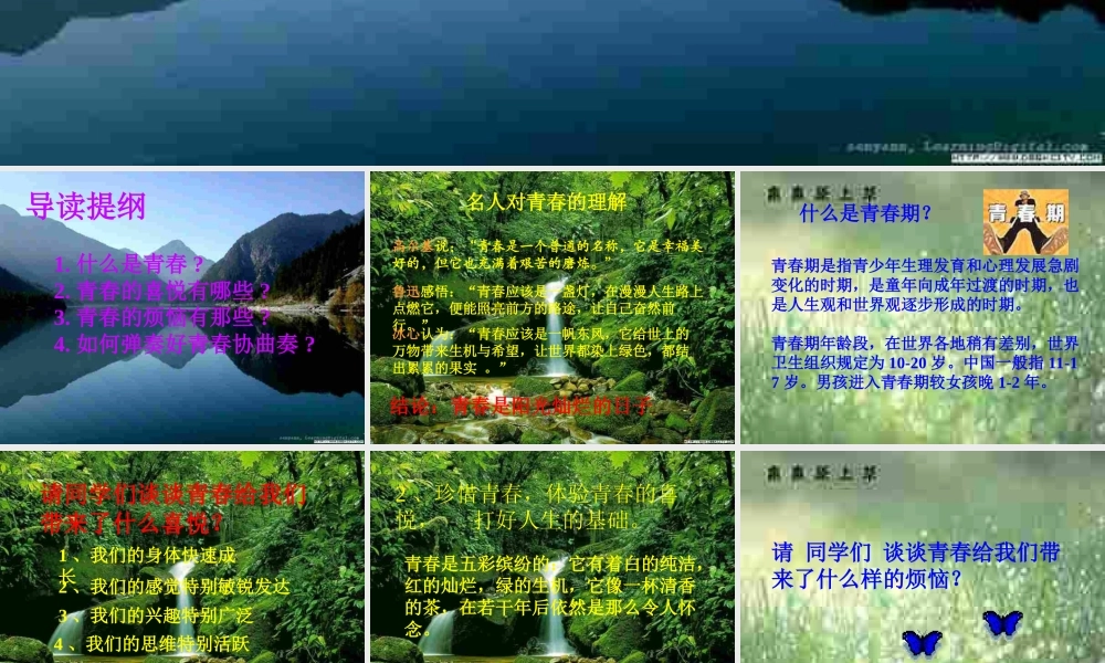 七年级政治感受青春1 七年级政治上：第四课 欢快的青春节拍 课件人教版新课标