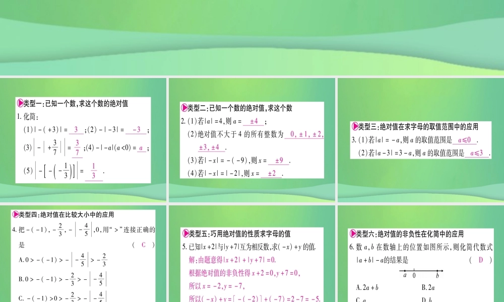 七年级数学上册 小专题(1)绝对值的应用作业课件 (新版)冀教版 课件