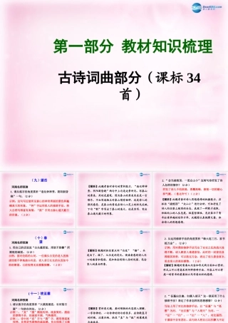 中考语文总复习 第一部分 教材知识梳理 古诗词曲部分 八上精讲课件 苏教版 课件