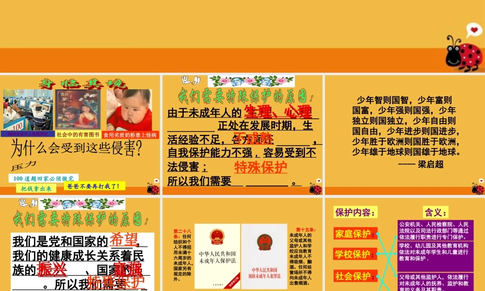 七年级政治下册 我们受法律特殊保护课件 鲁教版 课件