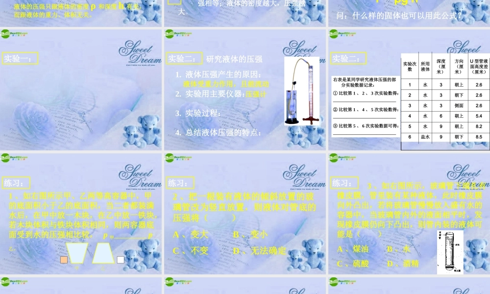 中考物理一轮复习 (压强和液体压强)课件 人教新课标版 课件