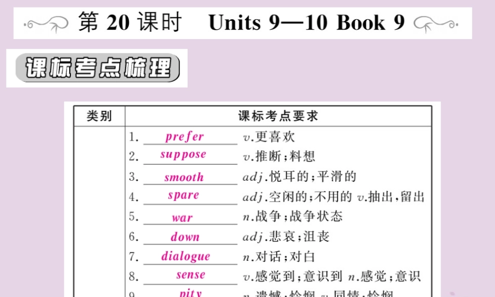 中考英语复习 第一篇 教材过关 九全 第 Units 9 10课件